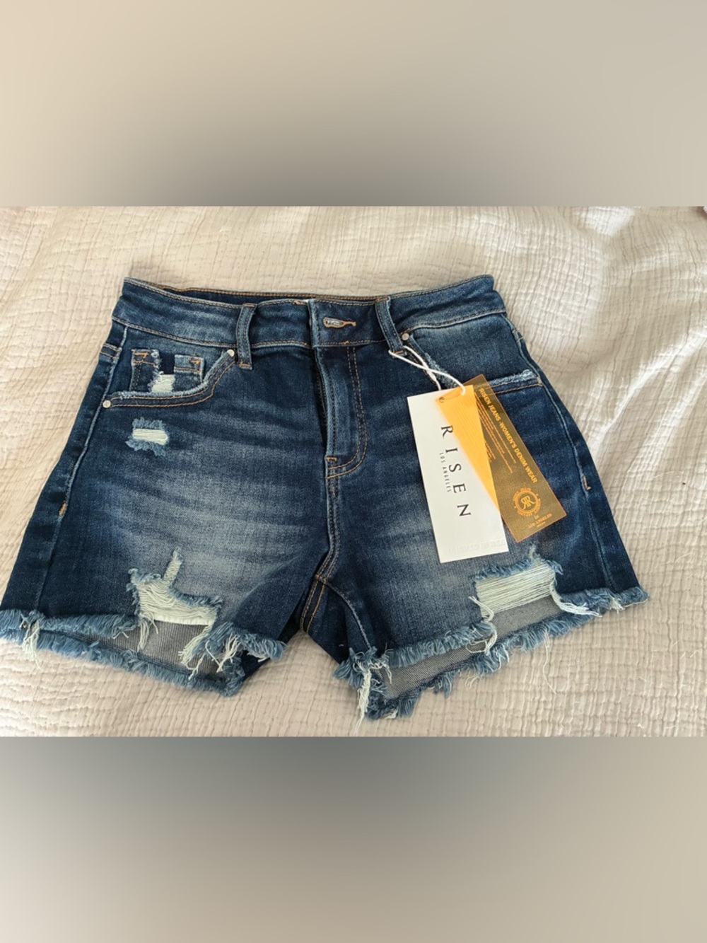 Risen Women's Dark Blue Ocean Drive Distressed Denim Shorts